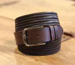 Woven Leather Belt Brown