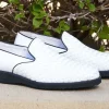 Woven Shiny Calfskin Slip-On Loafer White
